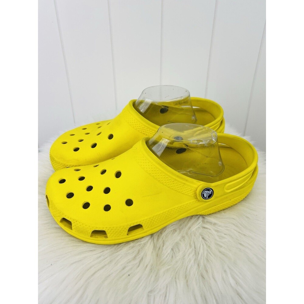 Crocs Bright Yellow Fun Slip on Comfort Shoes Crocs Mens 11 Womens 9